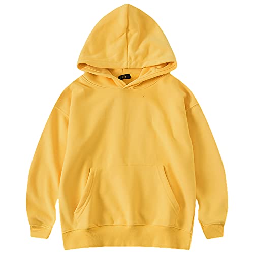 amropi Chándal Niños 2 Piezas Cálido Sudadera con Capucha y Pantalones Jogging Conjunto Ropa Amarillo, 7-8 años