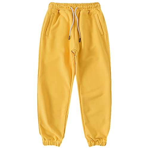 amropi Chándal Niños 2 Piezas Cálido Sudadera con Capucha y Pantalones Jogging Conjunto Ropa Amarillo, 7-8 años