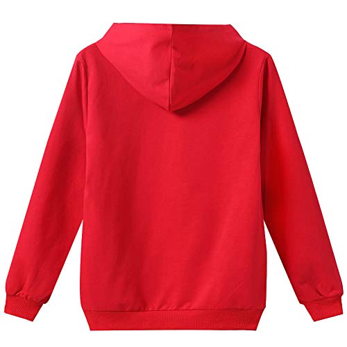 amropi Chándal Niños 2 Piezas Set Sudadera con Capucha y Pantalones Deportivo Jogging Adolescentes Conjunto Ropa (Rojo Negro,10-11 años)