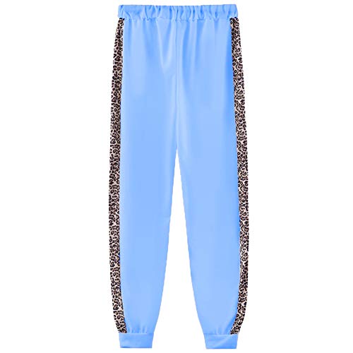 amropi Mujer Leopardo Conjunto de Ropa Chandal con Capucha Tops y Pantalones Deportivos Señoras 2 Piezas Set S,Azul