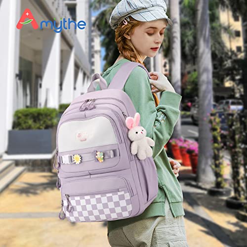 Amythe Mochila Escolar Niña Adolescente, Mochilas Infantil Informal Gran Capacidad, Bonita Mochila de Viaje Impermeable para Niñas de 10 12 14 16 años,Adapta para Ponerla en Carro, L