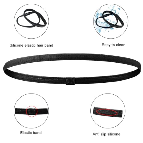 AMZFUK Cinta Pelo Deporte 6 Piezas,Diademas Deportivas Elásticas,Bandas Deportivas Delgadas para Yoga, Fitness, Correr, Ciclismo(Negro,Gris,Blanco)