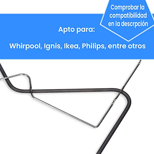 Anakel Home Recambio de Resistencia Inferior / Superior de Horno con Soporte Compatible con Whirlpool, Philips, Ignis | Potencia 1150 W y 25 V | Ancho 345 mm