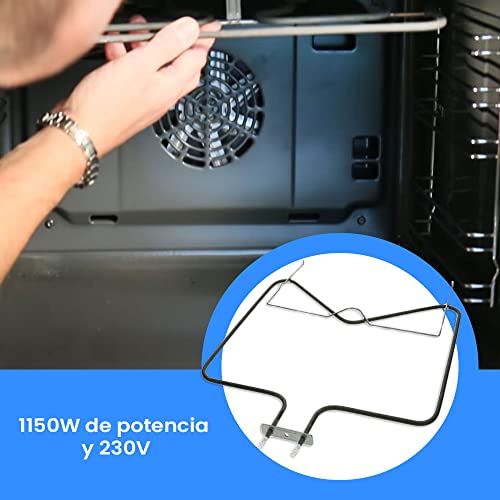 Anakel Home Recambio de Resistencia Inferior / Superior de Horno con Soporte Compatible con Whirlpool, Philips, Ignis | Potencia 1150 W y 25 V | Ancho 345 mm