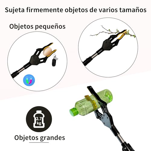 ANANOR 112 cm Pinzas Recoge Objetos, Mandíbula Ancha Mejorada con Cabezal Giratorio de 360° y Bolsas de Almacenamiento, Pinzas Recoger Basura, Agarrador Magnético, para Personas con Movilidad Reducida