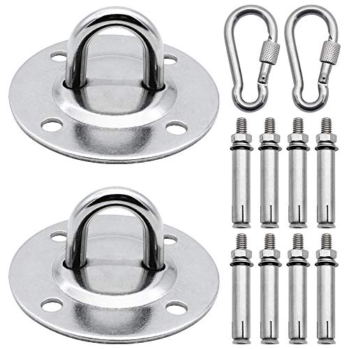 Anclaje para Pared Carga Maxima 500kg 2 Piezas Gancho de Techo para Sillón Colgante con Tornillos Pesados para Bolsas de Boxeo Hamacas Sacos de Arena Yoga Aéreo Gimnasios