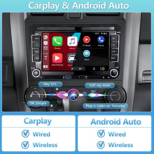 Android 13 Radio de Coche Carplay para VW Golf 5 Skoda Polo Passat Jetta con GPS WiFi HiFi, 7" Inalámbrica Android Auto Radio Coche Pantalla táctil Bluetooth 2 DIN con FM/RDS USB +Cámara Trasera