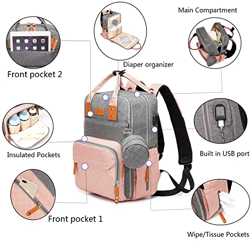 ANKÖMMLING Mochila para pañales de bebé, elegante bolso cambiador con cambiador multifuncional, impermeable, gran capacidad para viajes