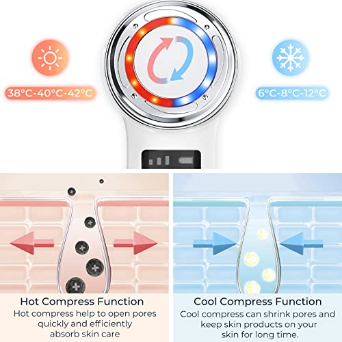 ANLAN Masajeador Facial Instrumento Multifuncional con Frío Calor Roja y Azul para Antiarrugas, Anti-envejecimiento, Limpieza Profunda, Cuidado Facial (For ES)