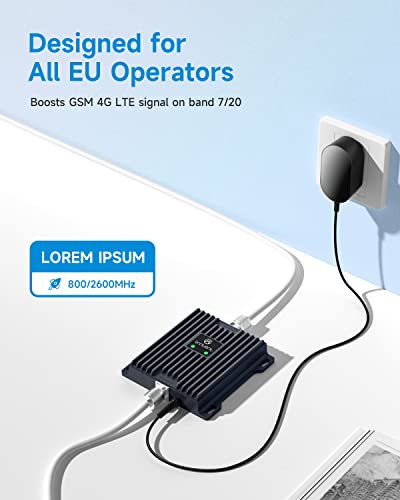 ANNTLENT Amplificador de Cobertura Movil en Banda 7/20 4G LTE 3G GSM Repeater Amplificador de Señal para Hogar y Oficina - Antena de Gran Cobertura - Compatible con Vodafone Tim Wind Tre