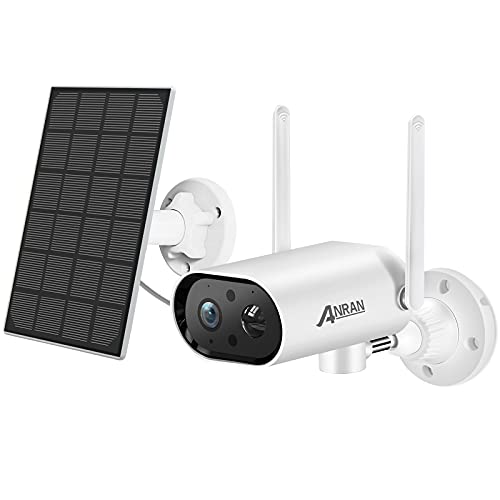 ANRAN 2K Cámara de Vigilancia WiFi Exterior con Batería Recargable y Panel Solar, Solar Camara IP con 180° Pan, Visión Nocturna Colorida, Detección de Movimiento PIR, Audio Bidireccional, S02 Blanco