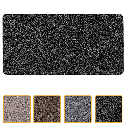 ANRO Felpudo lavable impermeable resistente para entrada, puerta de casa, pasillo, cocina, dormitorio, poet, tamaño 40 x 60 cm, carpet negro