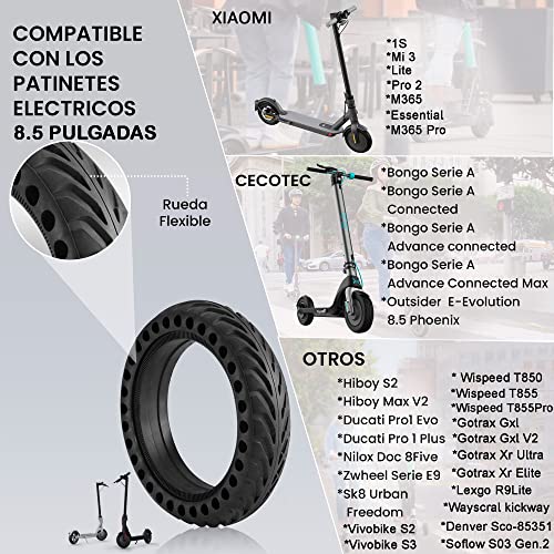 ANSENI® Ruedas Macizas de 8.5Pulgadas para Patinete Electrico, Neumáticos de Reemplazo, Antipinchazo Compatible con Xiaomi Scooter M365/M365 Pro, Xiaomi 1S, Cecotec