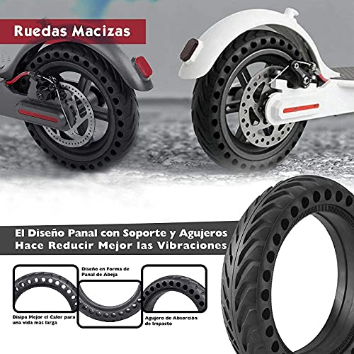 ANSENI® Ruedas Macizas de 8.5Pulgadas para Patinete Electrico, Neumáticos de Reemplazo, Antipinchazo Compatible con Xiaomi Scooter M365/M365 Pro, Xiaomi 1S, Cecotec