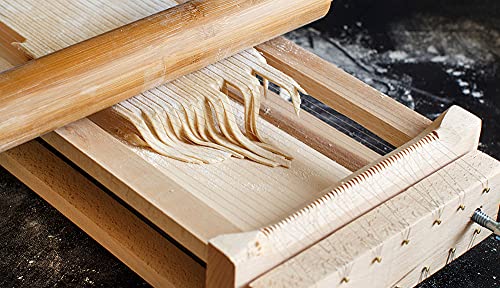 Antech - Máquina para hacer pasta casera, espaguetis fettuccine tagliatelle tonnarelli Abruzzese de madera.