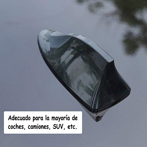 Antena de Coche Universal de Aleta de Tiburón, Antena de Radio con Amplificador Señal de Radio FM con Base para Coche Camioneta SUV Poweka