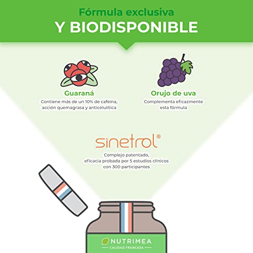 Anticelulitico Reafirmante Reductor Potente | Activos Naturales | Acción sobre la Piel de Naranja y Flacidez de Piernas Quema Grasas | 90 Cápsulas Vegetales Nutrimea