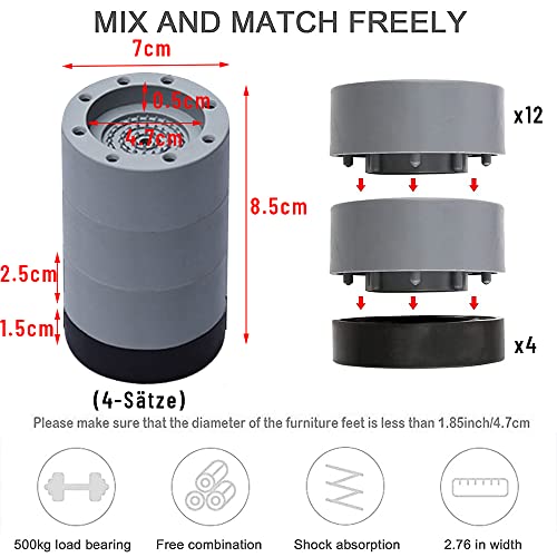 Anyingkai Vibraciones Lavadora,Antivibracion Patas Para Lavadora,Almohadilla de Goma Antivibración,Antivibracion Lavadora,Amortiguador de Vibraciones Universal (8.5)