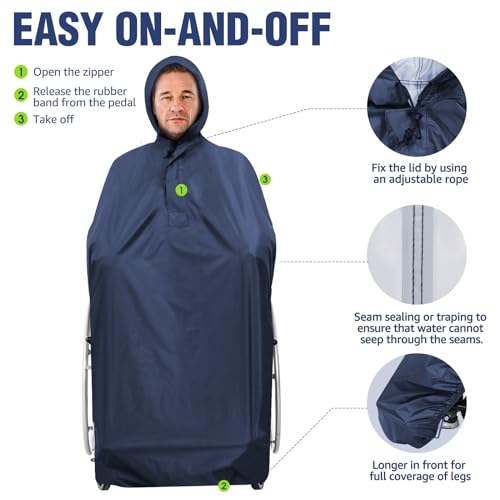 Anyoo Funda Impermeable para Poncho para Silla de Ruedas, Poncho Ligero para Lluvia, Capa Protectora con elásticos Que Proporciona protección Seca para sillas de Ruedas, Azul Oscuro, Talla única