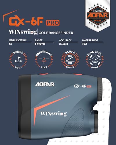 AOFAR GX-6F Pro Telémetro de Golf con Pendiente, 600Y, telémetro de Barrido Continuo, Bloqueo de Bandera con vibración pulsada para competición, Lectura en 0,2 Segundos, versión Mejorada