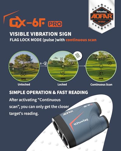 AOFAR GX-6F Pro Telémetro de Golf con Pendiente, 600Y, telémetro de Barrido Continuo, Bloqueo de Bandera con vibración pulsada para competición, Lectura en 0,2 Segundos, versión Mejorada