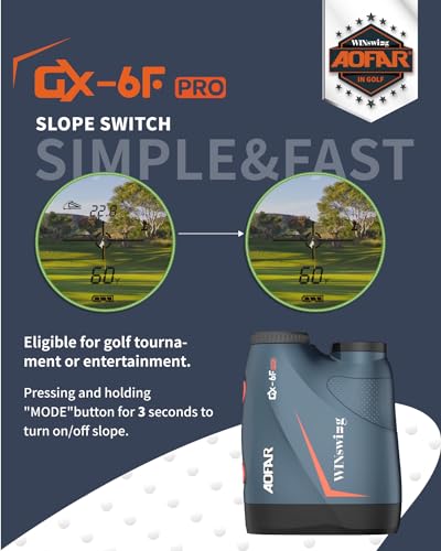 AOFAR GX-6F Pro Telémetro de Golf con Pendiente, 600Y, telémetro de Barrido Continuo, Bloqueo de Bandera con vibración pulsada para competición, Lectura en 0,2 Segundos, versión Mejorada