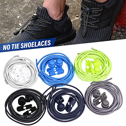 AOKITO Cordones Elasticos - Cordones Deportivos Elásticos de Liberación Rápida Para Niños, Personas Mayores Y Corredores - 6 Pares, 120 cm - Cordones de Goma Redondos