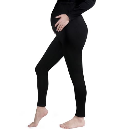 Aomig Leggins Premama Embarazada, Pantalon Premama Elasticos Suave, Cintura Alta Leggins Embarazada Mujer Ajustable, Ropa Premama Embarazada Afelpado y Cálido, Ideal para Hogar, Yoga, Deporte, XL