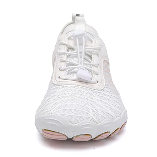 AONETIGER Zapatos de Agua Hombre Mujer Barefoot Zapatillas de Deportes Acuaticos Transpirable Ligeras Secado Rápido Descalzos Trail Calzado para Fitness Playa Vela Snorkel(Blanco,41EU)