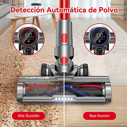 aonus A9 Pro Aspiradora sin Cable 33Kpa 500W, Plegable Aspirador Escoba sin Cable Potente, Autonomía 60 Min con Detección Polvo, Aspirador de Mano para Hogar Suelos Alfombras Pelo de Mascotas