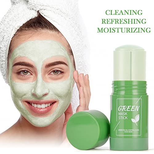 AOOWU Green Mask Stick, 2pcs Mascarilla Te Verde para Limpieza Profunda, Limpiador de Poros y Puntos Negros para Regula Equilibrio Entre Agua y Aceite