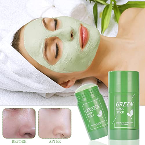 AOOWU Green Mask Stick, 2pcs Mascarilla Te Verde para Limpieza Profunda, Limpiador de Poros y Puntos Negros para Regula Equilibrio Entre Agua y Aceite