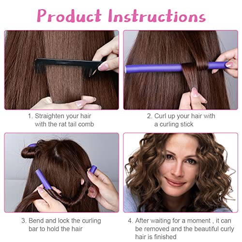 AOOWU Rizador Pelo sin Calor, 10pcs Rulos Flexibles para Rizar Pelo, Heatless Hair Curlers de Espuma Suave, Herramientas de Peinado para Cabello para Cabello Largo Medio Corto, No Daña el Pello