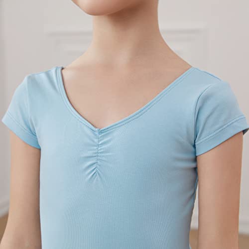 AOQUNFS Maillot de Ballet Danza para Niña Ballet Gimnasia Maillot Leotardo Body Clásico para Niña, BT04-Azul,11-12Años