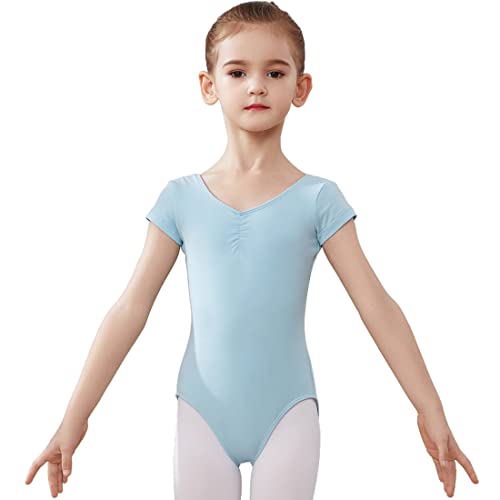 AOQUNFS Maillot de Ballet Danza para Niña Ballet Gimnasia Maillot Leotardo Body Clásico para Niña, BT04-Azul,11-12Años