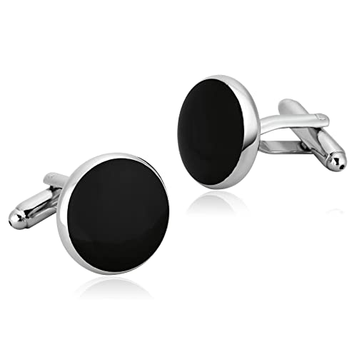 Aotiwe Nenucos Gemelos, Regalos para Mi Novio Redondo Negro Plata Acero Inoxidable Regalo del Negocio Bautizos