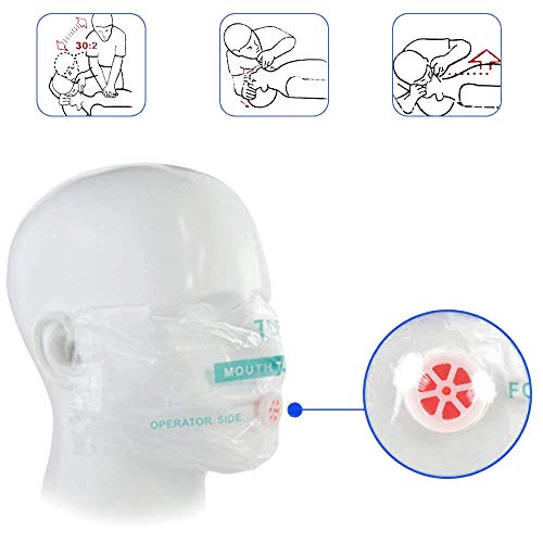 Aoutacc 50 PCS CPR Face Shield, Kit de emergencia CPR desechable, Pocket Shield para entrenamiento de reanimación cardíaca Primeros auxilios (paquete de 50)