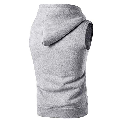 APAELEA Deportes Sudadera Sin Mangas Chalecos para Hombre Gimnasio Deportiva Ropa Tank Tops con Capucha Gris Claro XL