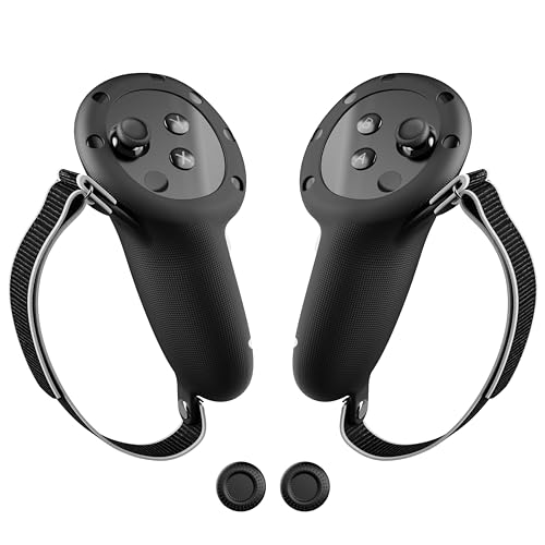 APEXINNO Cubierta de Empuñaduras de Controlador VR Mejorada para Accesorios Oculus Quest 3, Protector de Controladores de Silicona para Quest 3, Piel de Agarre Cómodo con Correas de Mano Ajustables