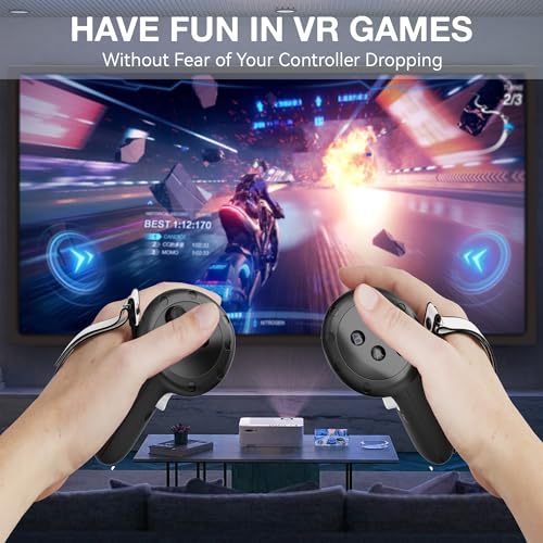 APEXINNO Cubierta de Empuñaduras de Controlador VR Mejorada para Accesorios Oculus Quest 3, Protector de Controladores de Silicona para Quest 3, Piel de Agarre Cómodo con Correas de Mano Ajustables