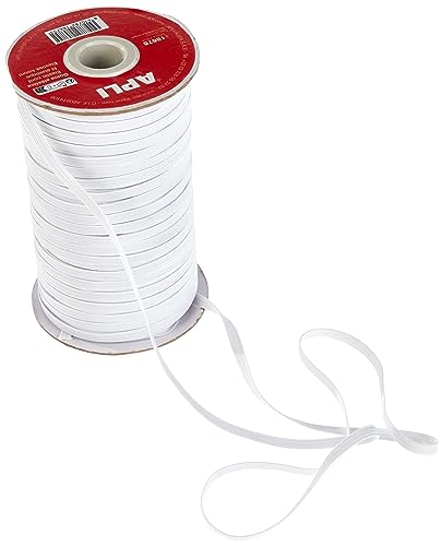 APLI 18675 - Bobina de Cuerda elástica Plana de 5 mm x 100 m en Color Blanco Multiusos ( Ideal para Manualidades)