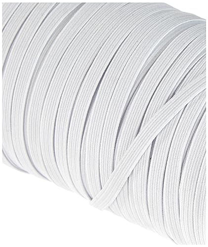 APLI 18675 - Bobina de Cuerda elástica Plana de 5 mm x 100 m en Color Blanco Multiusos ( Ideal para Manualidades)