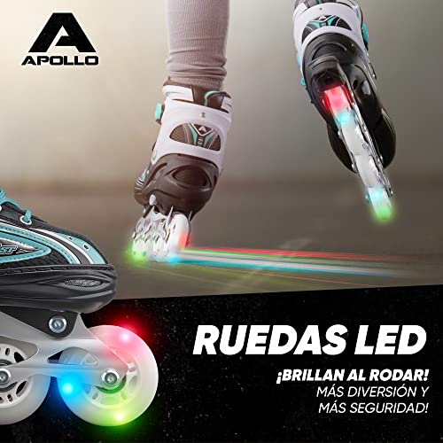 Apollo Patines en Línea Niña y Niño Super Blades X Pro – Patines en Línea Disponibles en Tamaño S, M, L – Patines de Ruedas LED - Cómodos Patines Niña o Niño, Ideales para Principiantes