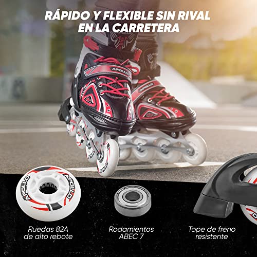 Apollo Patines en Línea Niña y Niño Super Blades X Pro – Patines en Línea Disponibles en Tamaño S, M, L – Patines de Ruedas LED - Cómodos Patines Niña o Niño, Ideales para Principiantes