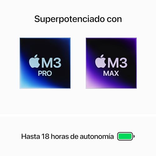 Apple 2023 MacBook Pro Portátil con Chip M3 Pro: CPU de 12 núcleos, GPU de 18 núcleos, Pantalla Liquid Retina XDR de 14,2 Pulgadas, 18 GB de Memoria unificada, 1 TB de SSD, Negro Espacial