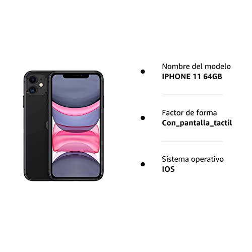 Apple iPhone 11, 64GB, Negro (Reacondicionado)