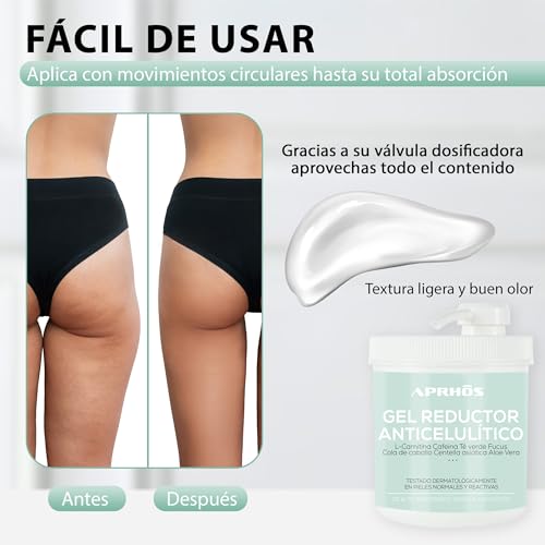 APRHOS Crema Reductora Anticelulítica 500ml - Potente Anticelulítico y Reafirmante Corporal para Abdomen Mujer y Hombre - Body Firming - Testado dermatológicamente