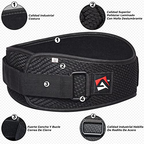 AQF Cinturon Lumbar Gimnasio, 15,2 cm Amplio Curvado Neopreno Faja Lumbar, Cinturones Hombre Mujer, Cinturón De Pesas Powerlifting Musculacion Cinturon ​Lastre Gimnasio