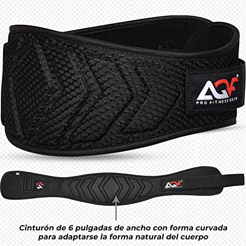 AQF Cinturon Lumbar Gimnasio, 15,2 cm Amplio Curvado Neopreno Faja Lumbar, Cinturones Hombre Mujer, Cinturón De Pesas Powerlifting Musculacion Cinturon ​Lastre Gimnasio