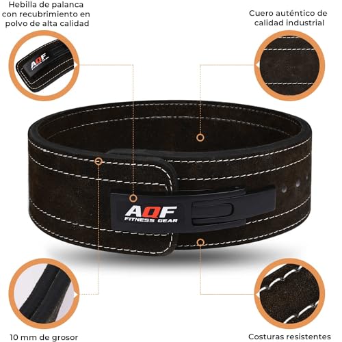 AQF Cinturon Lumbar Gimnasio Palanca Hebilla, 4" Amplio 10mm Gruesa Cinturon Halterofilia Cuero, Cinturón Gym, Faja Gimnasio Levantar Pesas, Powerlifting Belt para Musculacion & Sport